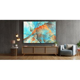 Картина Абстракція блакитна з помаранчевим 80x54 см (414)