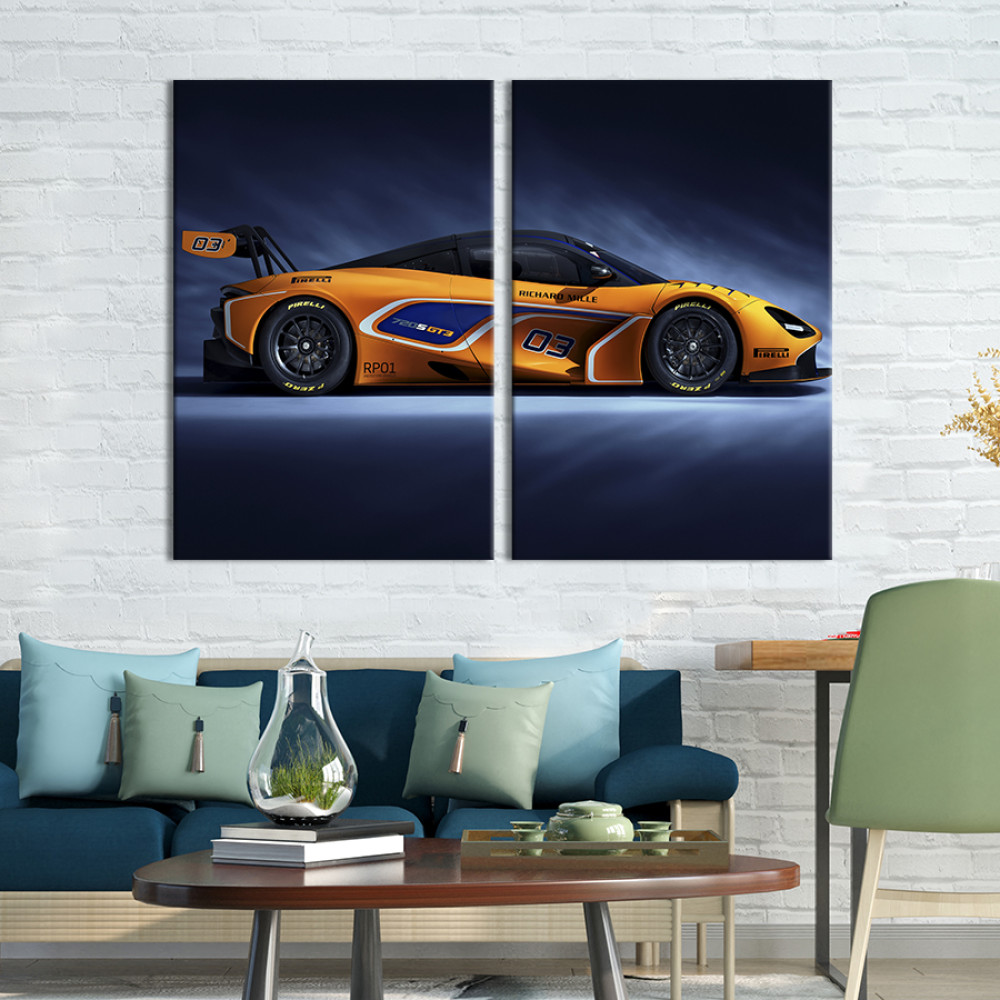 Картина Помаранчевий гоночний автомобіль McLaren 165x122 см (1352-2)