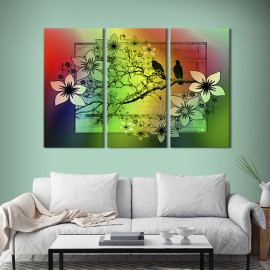 Картина Птахи на абстрактній гілці 78x48 см (798-31)