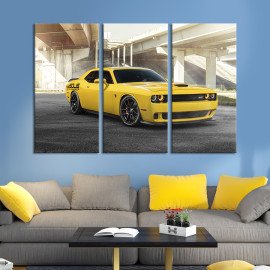Картина Dodge Challenger жовтого кольору 78x48 см (1312-31)