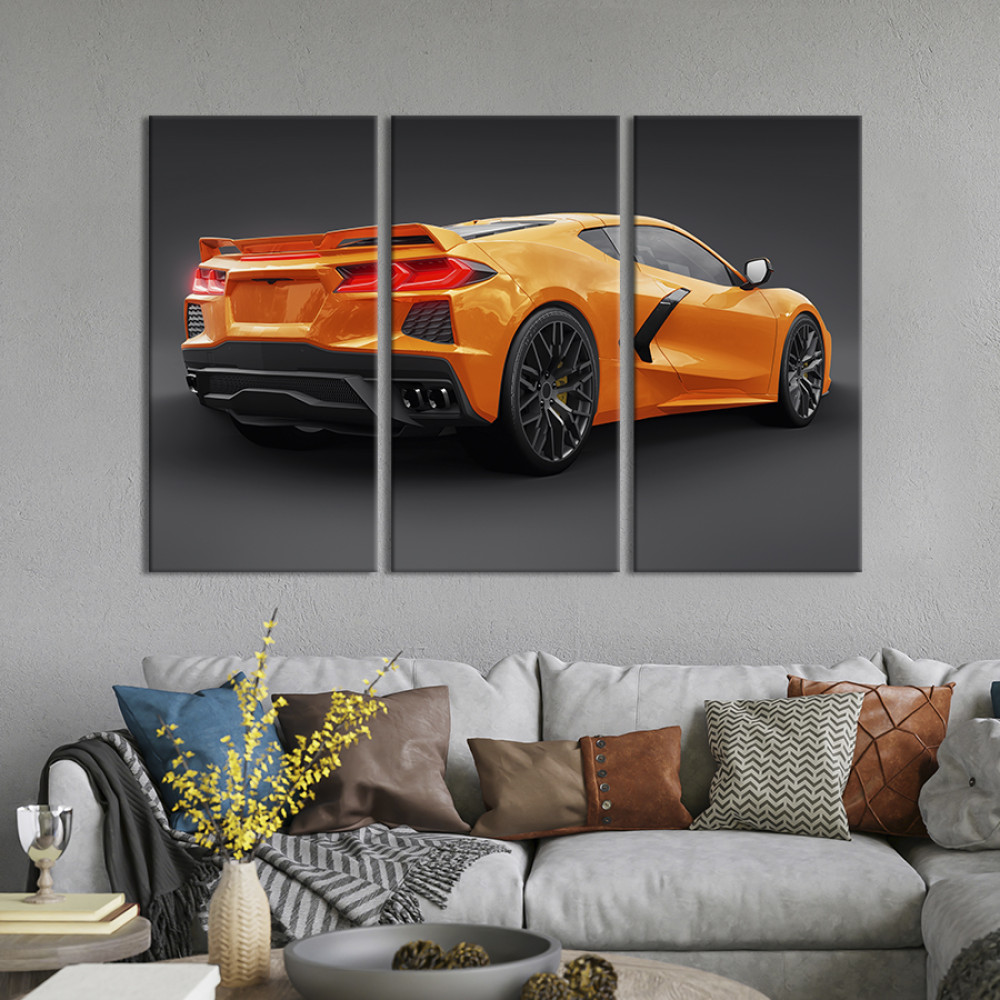 Картина Яскравий спорткар Chevrolet Corvette Stingray 128x81 см (1409-31)