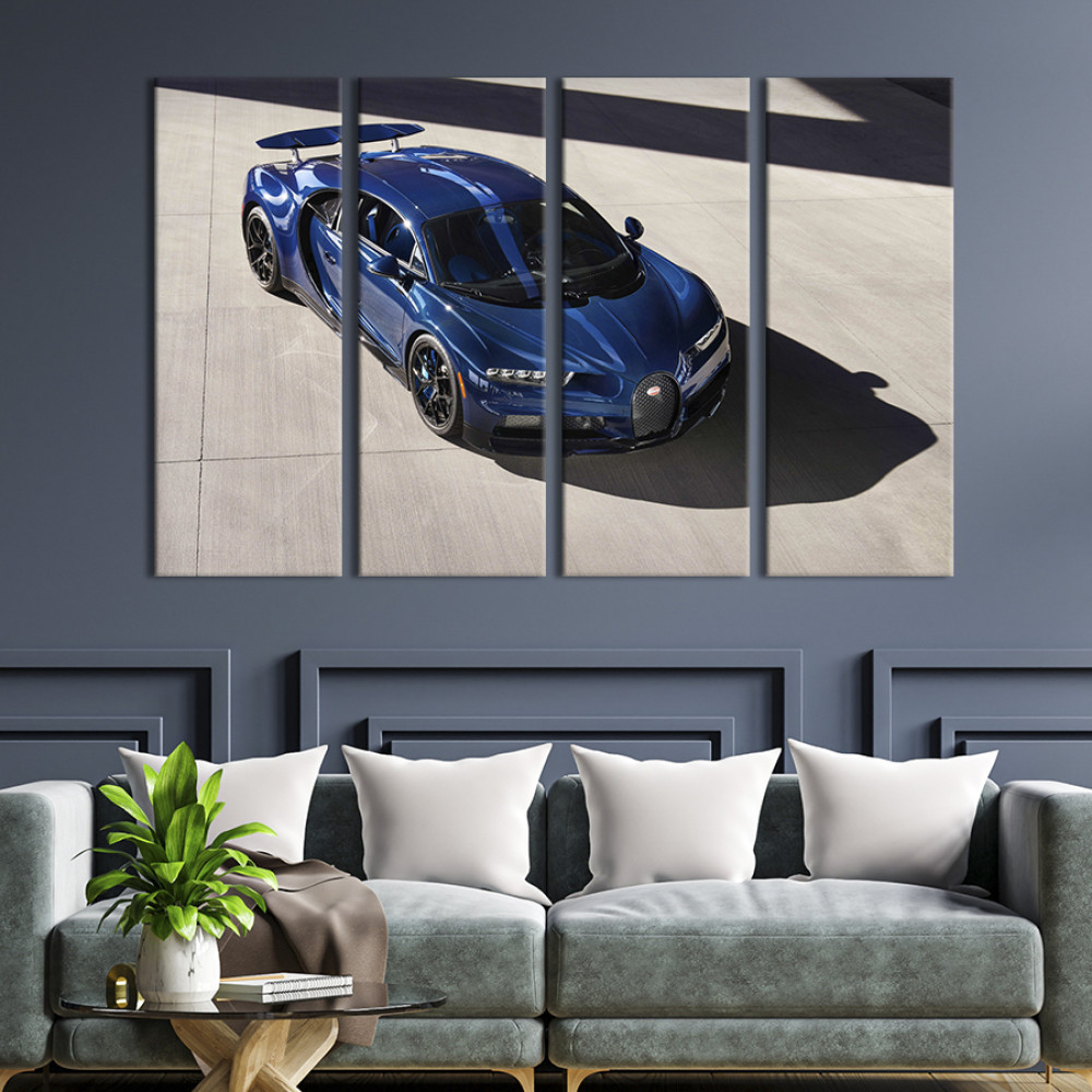 Картина Сяючий синій Bugatti Chiron 89x53 см (1299-41)