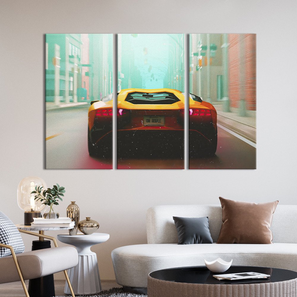 Картина Lamborghini у мегаполісі 156x100 см (1342-31)