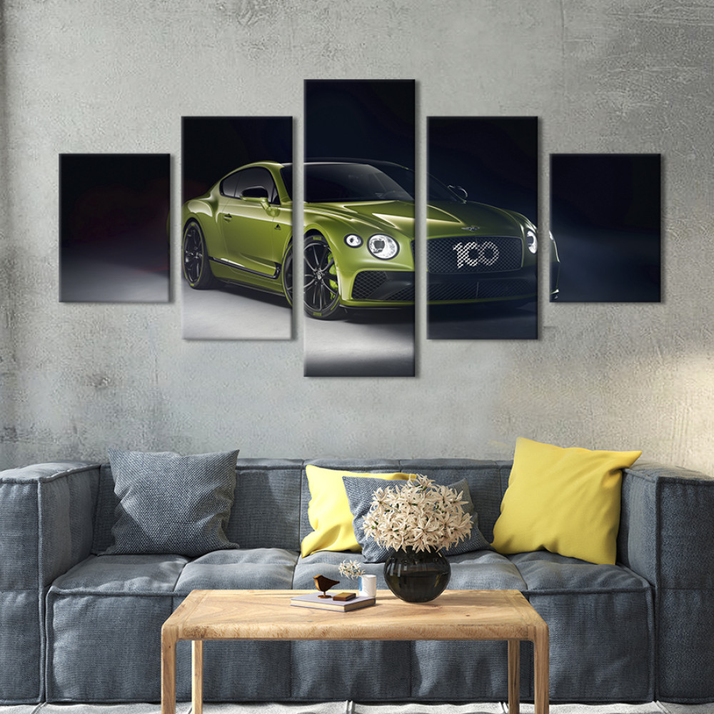 Картина Яскравий оливковий Bentley Continental GT 112x54 см (1288-52)
