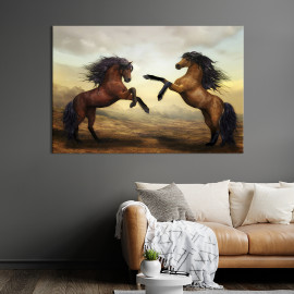 Картина тварини Два коня на дибах 51x34 см (1760-1)