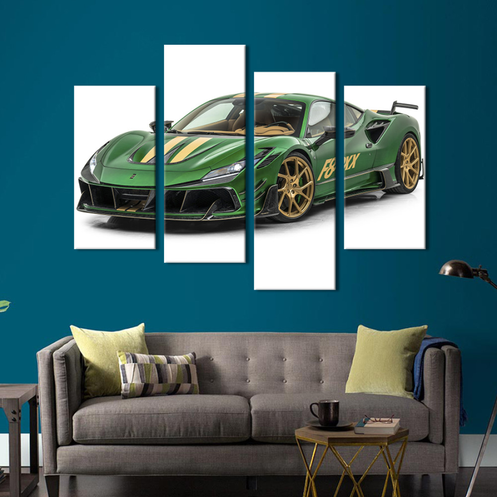 Картина Крута зелена Ferrari F8 Tributo 89x56 см (1349-42)