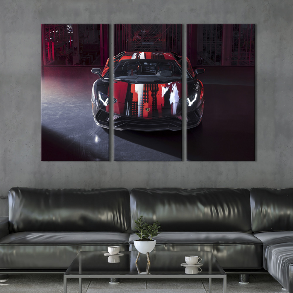 Картина Строкатий автомобіль Lamborghini Aventador S – Yamamoto 78x48 см (1268-31)