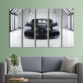Картина Шикарний чорний Bugatti Chiron 87x50 см (1296-51)