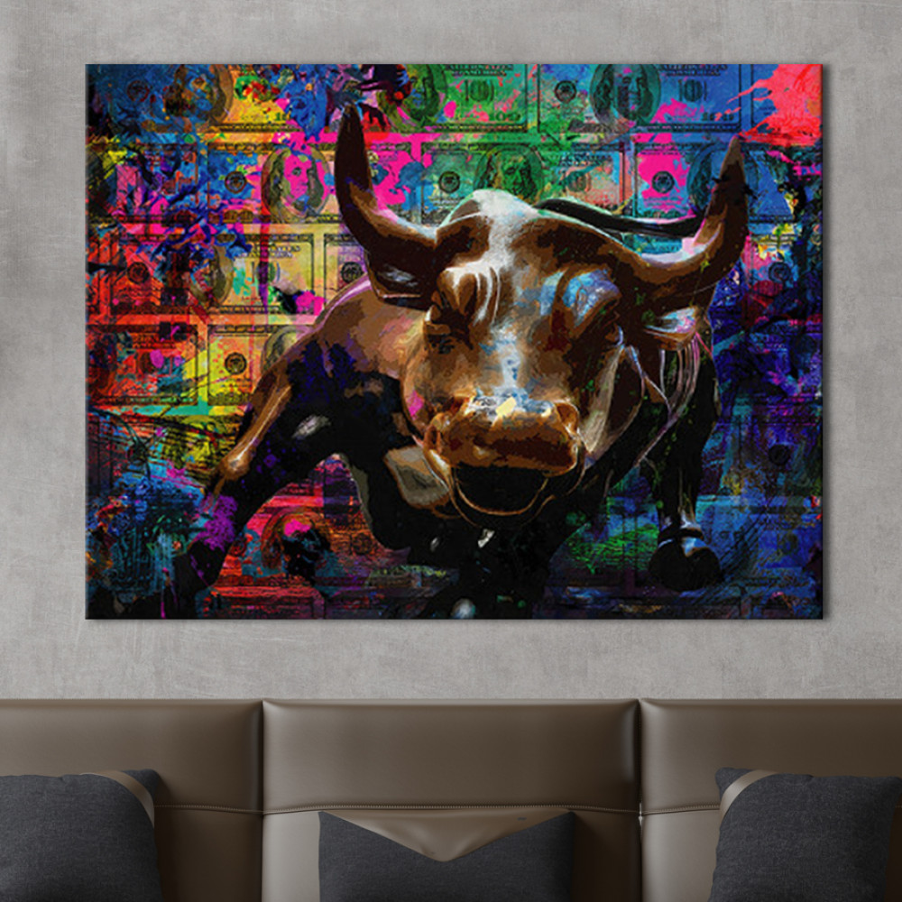 Картина Гроші- Бик і долари 50x38 см (P0450)