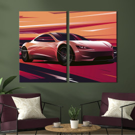 Картина Сучасний автомобіль Tesla Roadster 71x51 см (1404-2)
