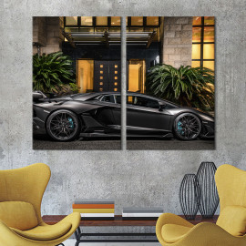 Картина Чорний суперкар Lamborghini Aventador SVJ Roadster 71x51 см (1334-2)