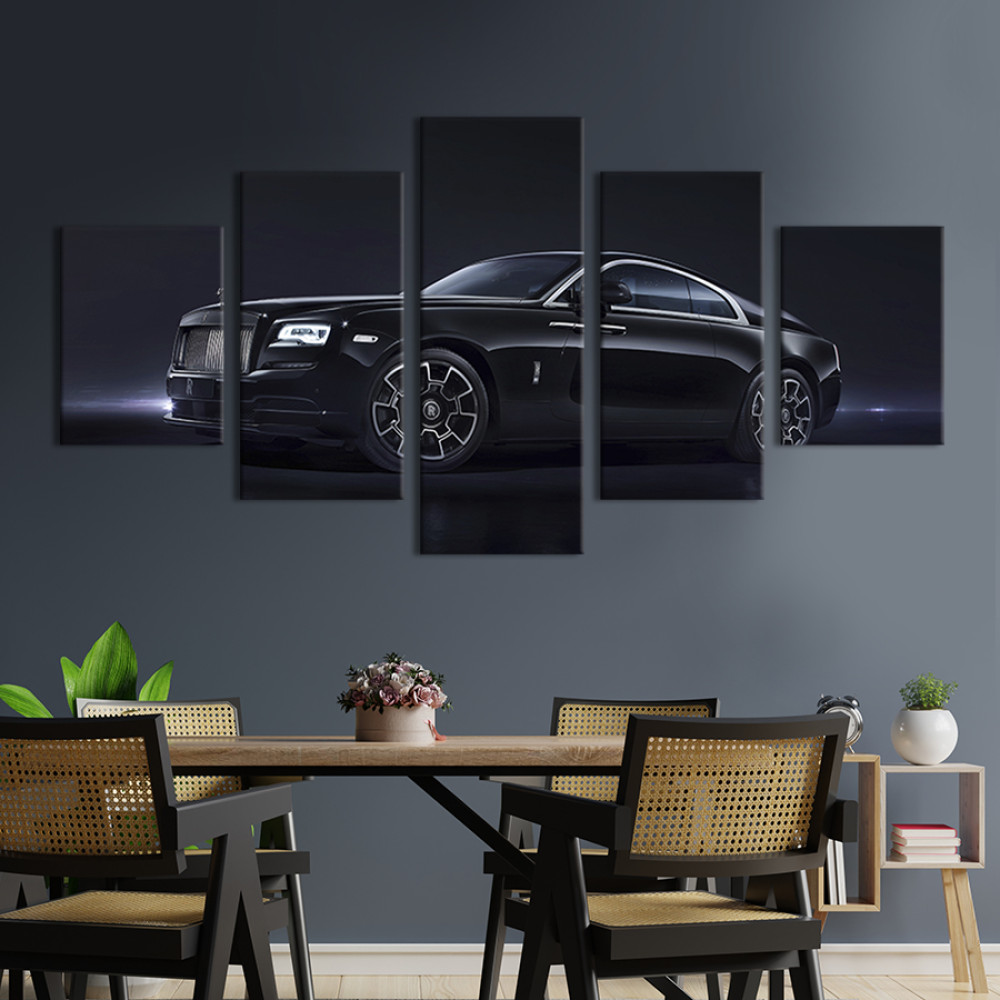 Картина Стильний чорний автомобіль Rolls-royce 112x54 см (88-52)