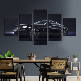 Картина Стильний чорний автомобіль Rolls-royce 112x54 см (88-52)
