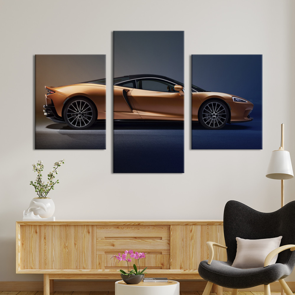 Картина Стильний золотий суперкар McLaren 141x90 см (1357-32)