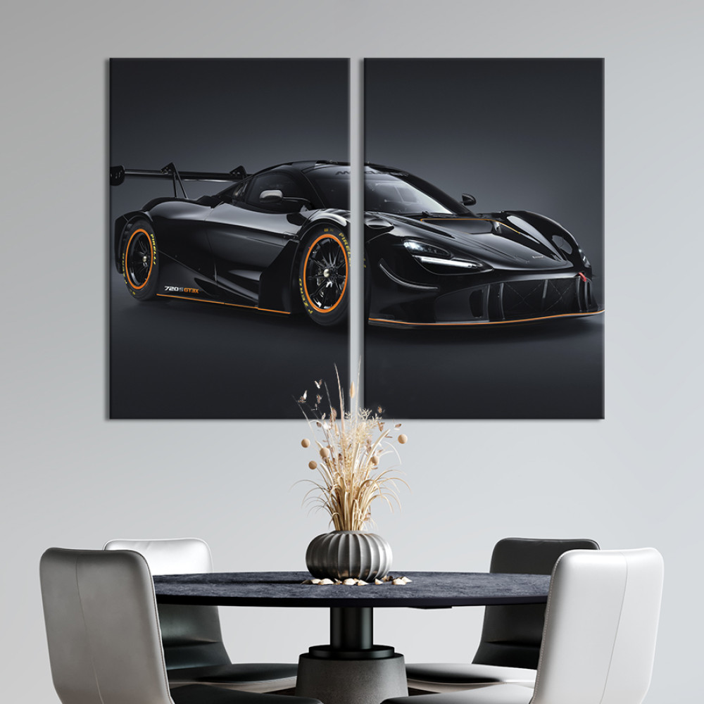 Картина Чорний гіперкар McLaren 720S 165x122 см (1354-2)