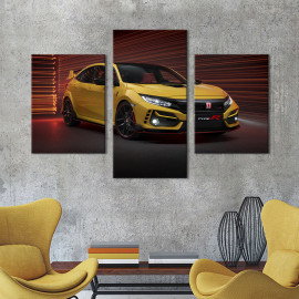Картина Стильна жовта Honda Civic Type 66x40 см (1329-32)