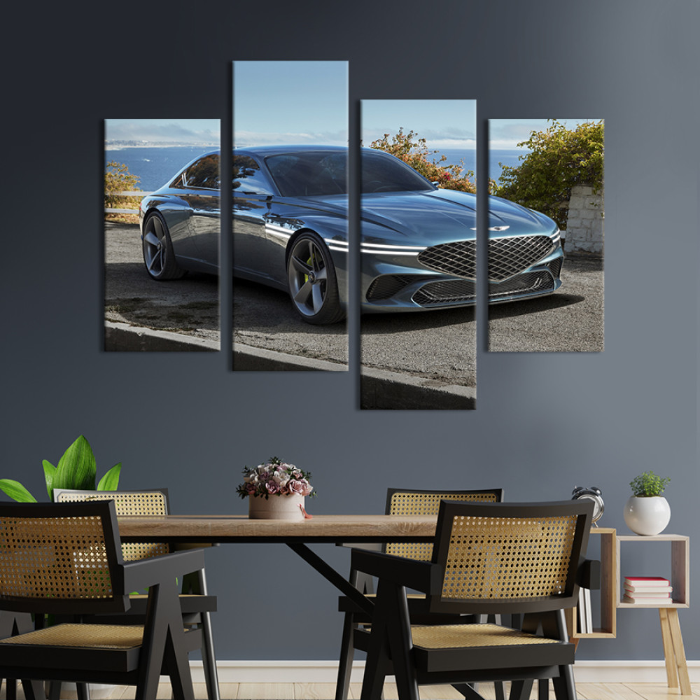 Картина Шикарний дзеркальний автомобіль Genesis G80 89x56 см (1327-42)