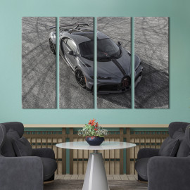 Картина Сірий спорткар Bugatti Chiron Pur Sport 89x53 см (1297-41)