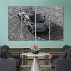 Картина Сірий спорткар Bugatti Chiron Pur Sport 89x53 см (1297-41)