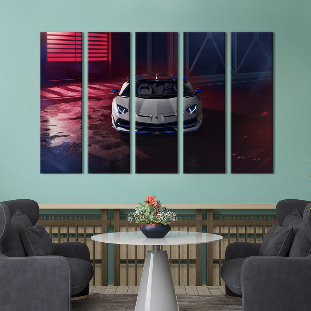 Картина Сіра Преміум-авто Lamborghini Aventador SVJ 132x80 см (1340-51)