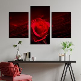 Картина триптих Самотня червона троянда 66x40 см (773-32)