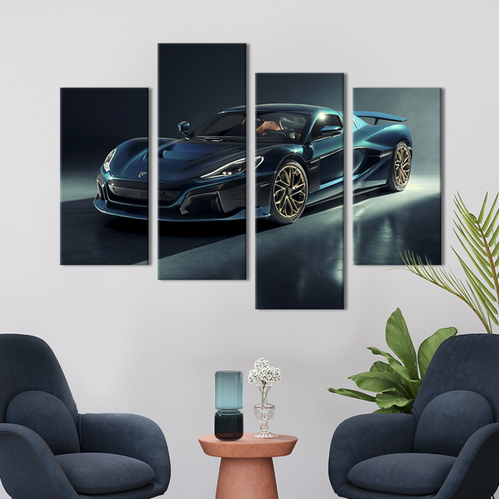 Картина Авто Rimac Nevera в синьому кольорі 89x56 см (1390-42)