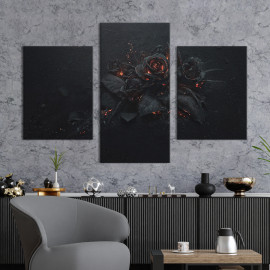 Картина триптих Містична троянда з іскрами 66x40 см (1011-32)