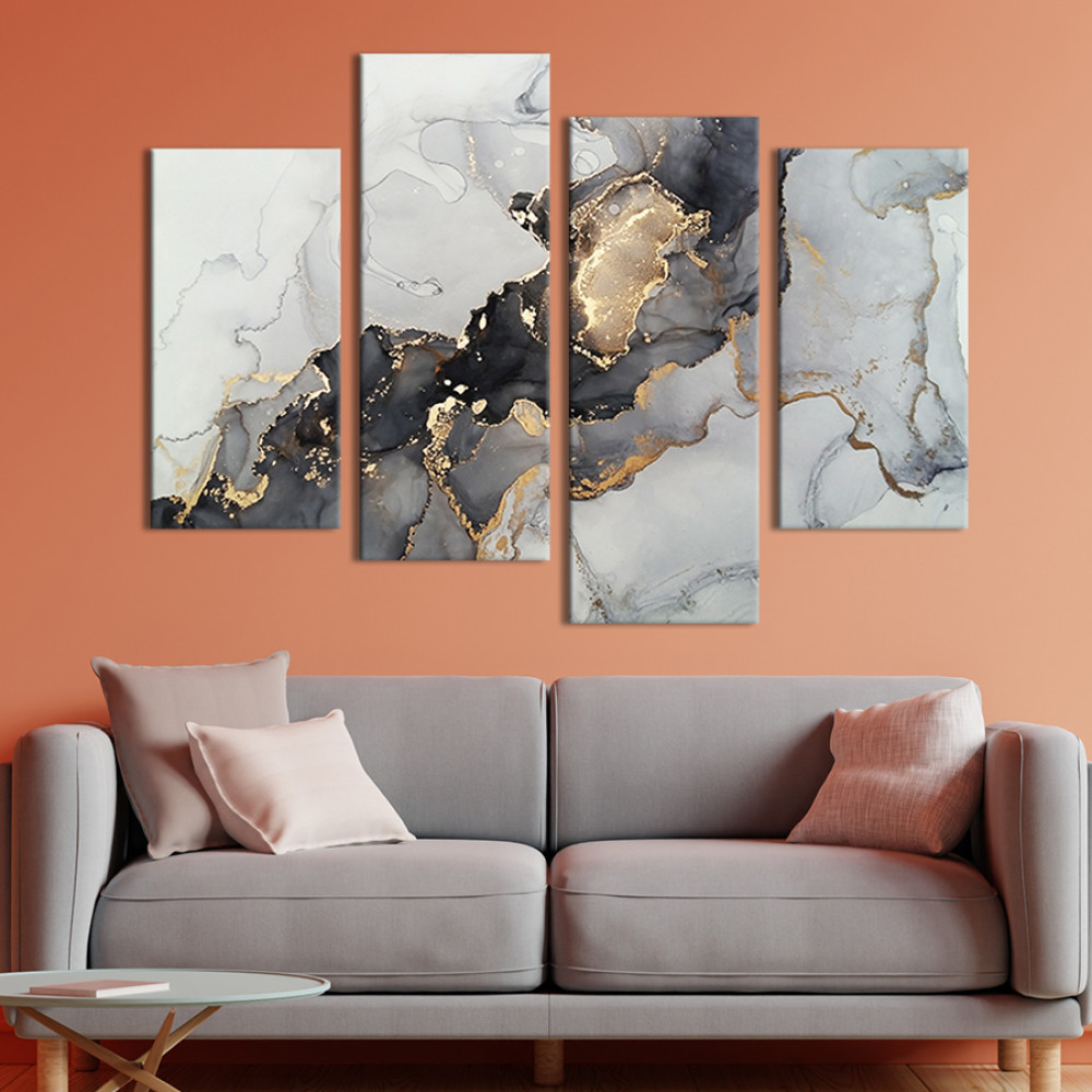 Картина Мармур із темним і золотим візерунком 89x56 см (52-42)
