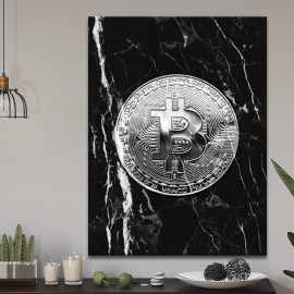 Картина Гроші- Монета Біткоїн 50x38 см (P0436)