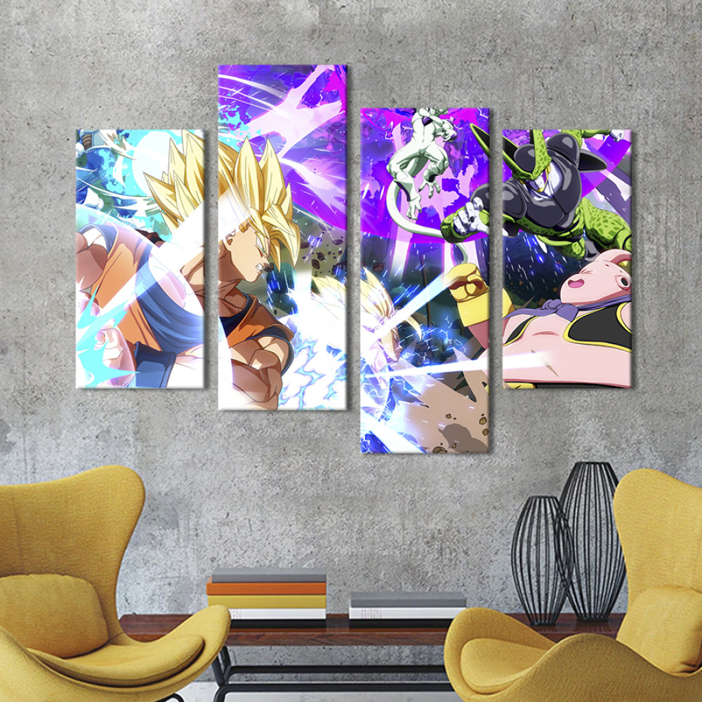 Картина Бій у грі Dragon Ball FighterZ 129x90 см (1418-42)