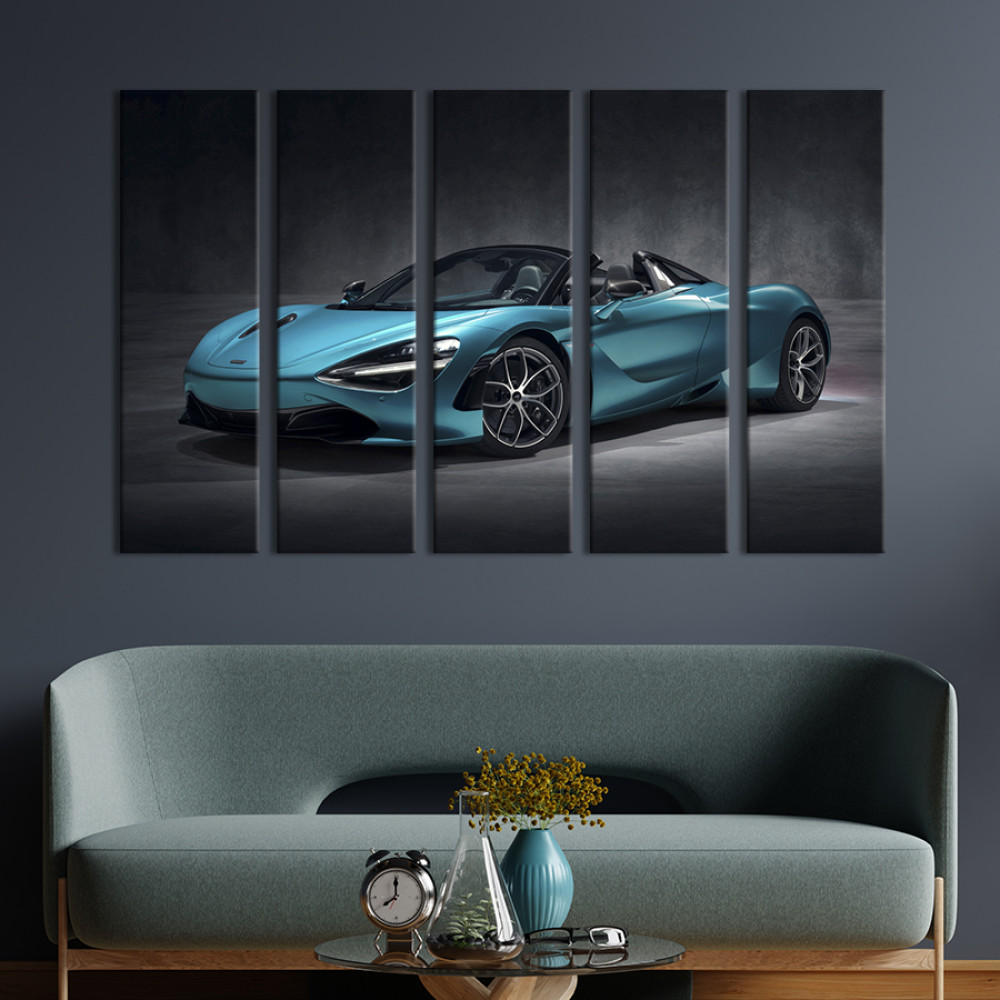 Картина Шикарний блакитний спорткар McLaren 650S 87x50 см (1355-51)
