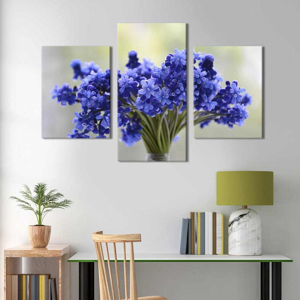 Картина триптих Букет ніжних незабудок 66x40 см (863-32)