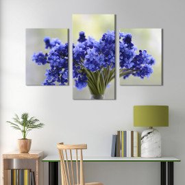 Картина триптих Букет ніжних незабудок 66x40 см (863-32)