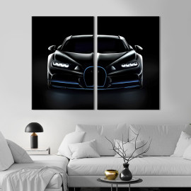 Картина Розкішний вугільно-чорний Bugatti Chiron 71x51 см (1305-2)