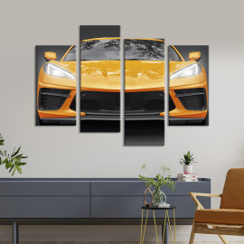 Картина Авто Chevrolet Corvette в помаранчевому кольорі 89x56 см (1403-42)