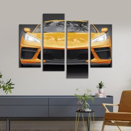 Картина Авто Chevrolet Corvette в помаранчевому кольорі 89x56 см (1403-42)