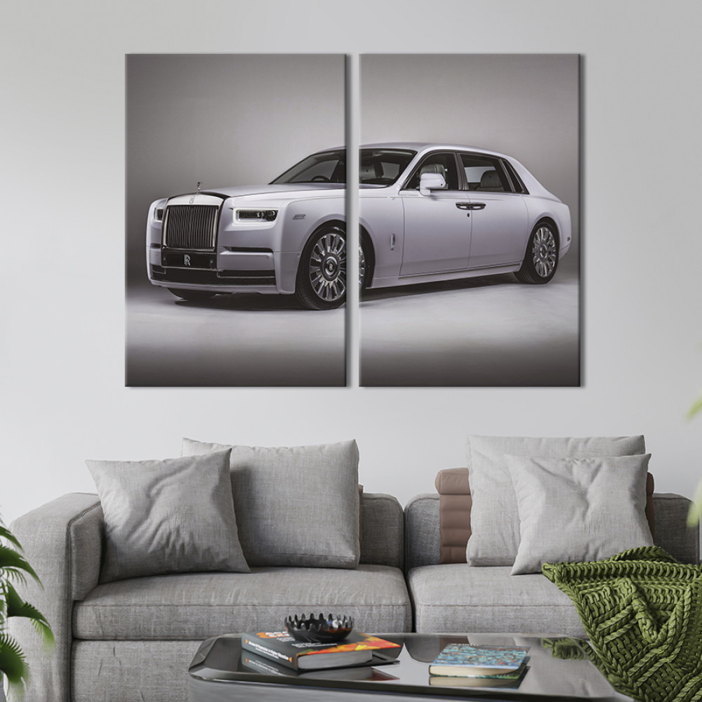 Картина Раритетний білий Rolls-Royce 71x51 см (1394-2)