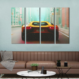 Картина Жовта Lamborghini в мегаполісі 89x53 см (1342-41)