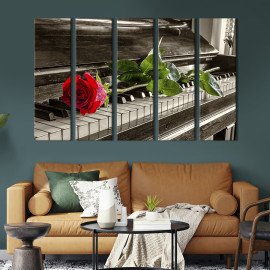 Картина Крихка троянда та піаніно 87x50 см (255-51)