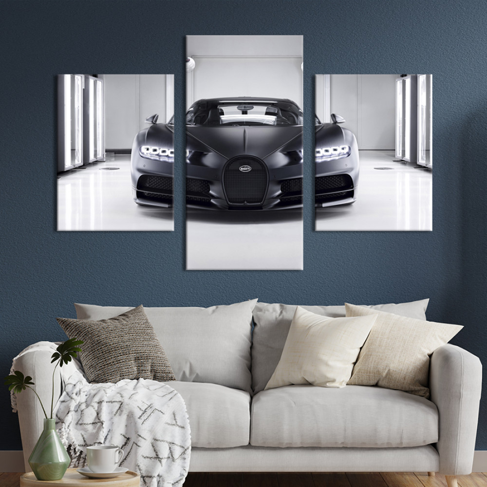 Картина Вишуканий чорний Bugatti Chiron 141x90 см (1296-32)