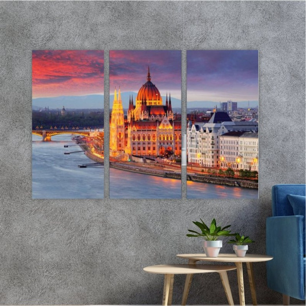 Картина Триптих Архітектура Будапешта, Угорщина 156x100 см (M3_XL_418)