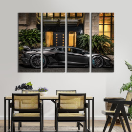 Картина Розкішна чорна Lamborghini Aventador SVJ Roadster 89x53 см (1334-41)