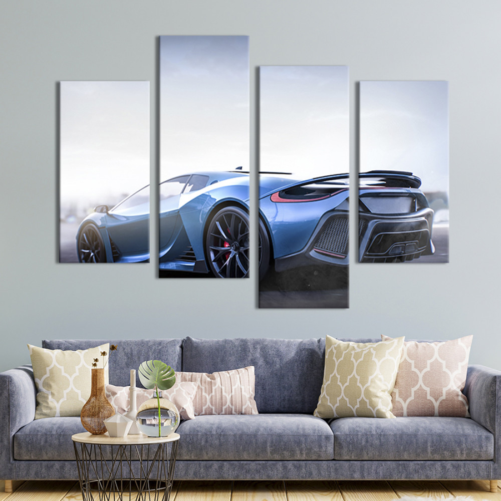 Картина Блакитний гоночний суперкар 129x90 см (120-42)