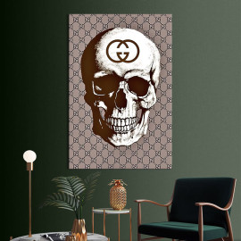 Картина в офіс Поп-арт череп зі знаком бренду Gucci 120x80 см (2art_90)
