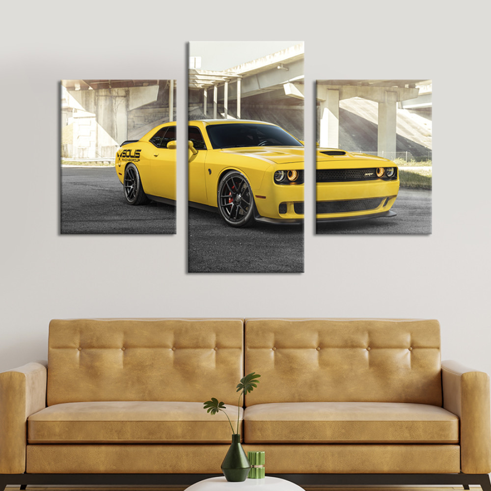 Картина Жовтий Dodge Challenger 66x40 см (1312-32)