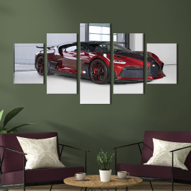 Картина Спорткар Bugatti Divo в червоному кольорі 112x54 см (1300-52)