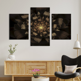 Картина триптих Сяюча чорна астра 66x40 см (876-32)