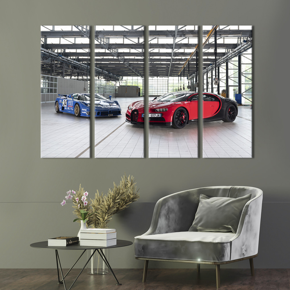 Картина Синя та червона Bugatti 89x53 см (1308-41)