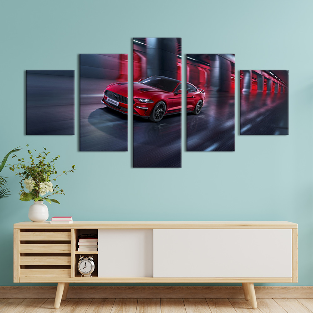 Картина Ford Mustang в червоному кольорі 112x54 см (1320-52)