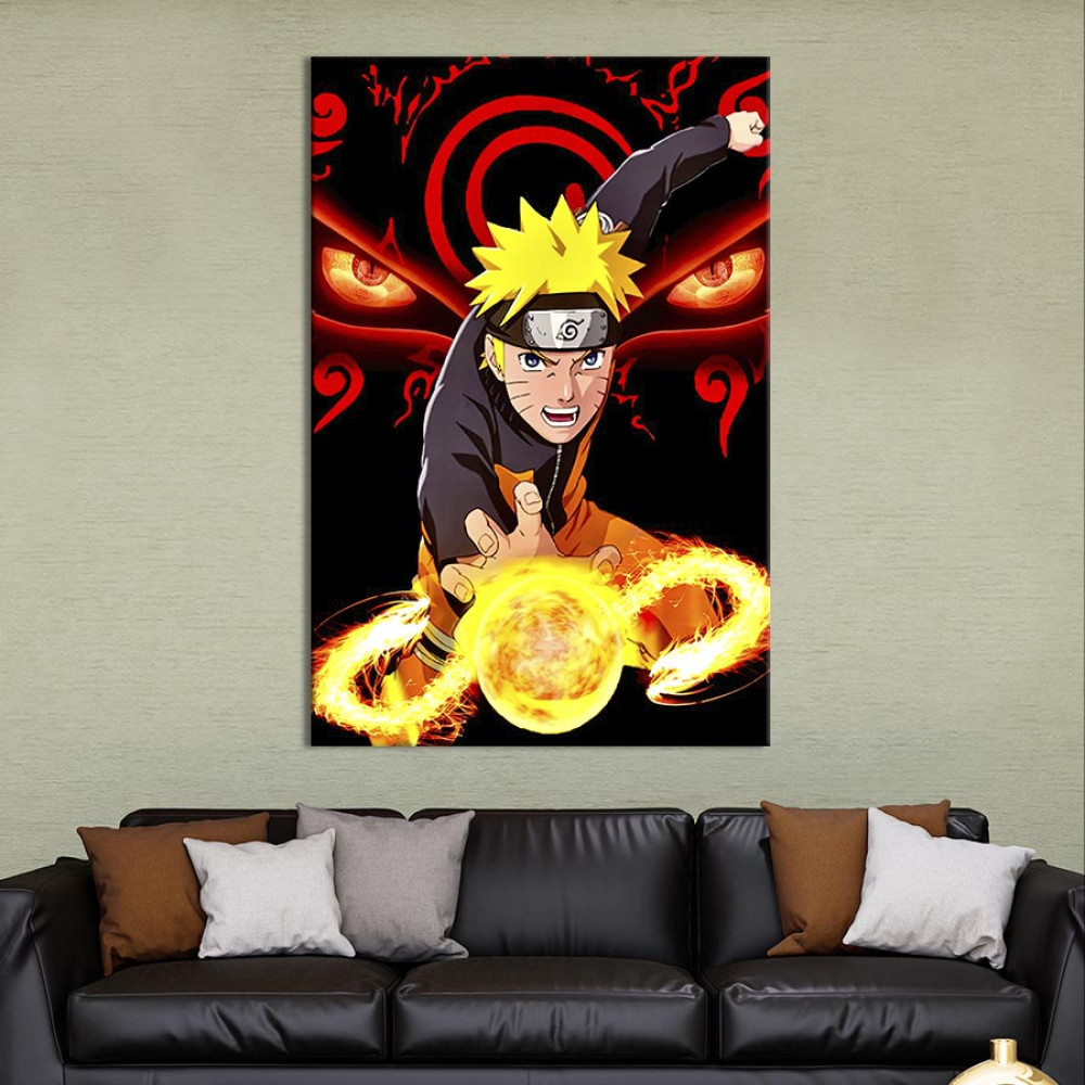 Картина в офіс Наруто на тлі вогняних очей 120x80 см (2an_123)